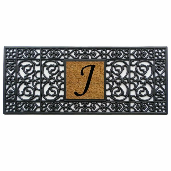 Configuracion 17 x 41 in. Rubber Monogram Rectangular Doormat Black - Letter J CO3361379
